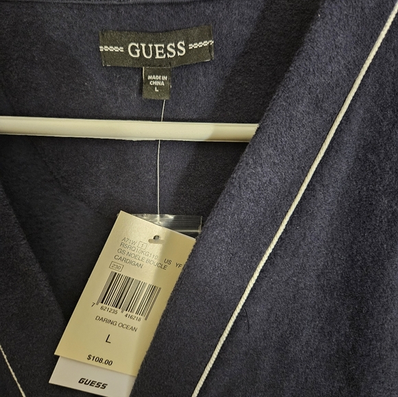 GUESS Women's Noele Boucle Cardigan in Daring Ocean Blue - Picture 3 of 6